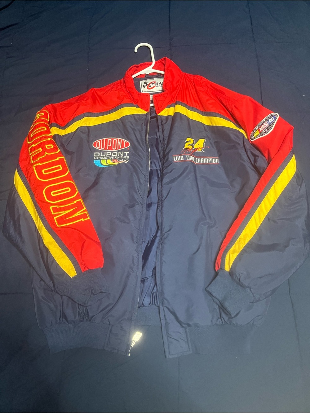 Jeff Gordon Vintage Dupont Racing Jacket - Navy, Red & Yellow